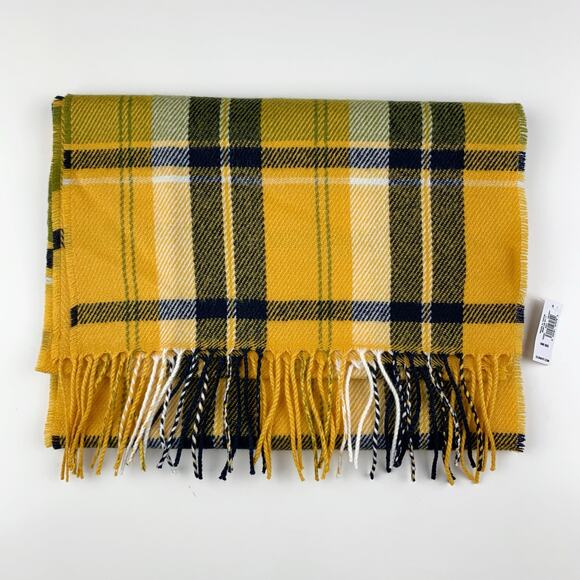 New Old Navy Scarf Yellow Plaid Fringe Clueless - Picture 1 of 5